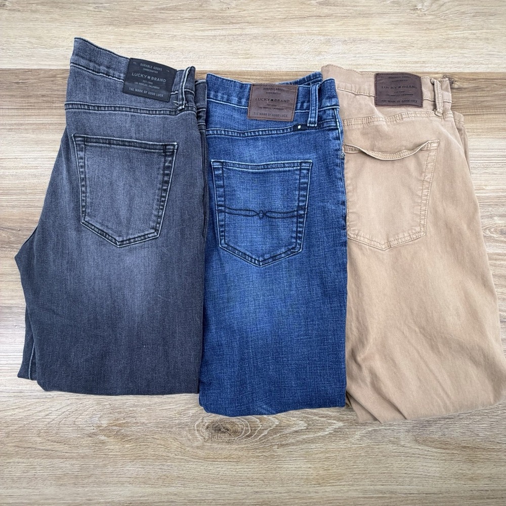 Lot Of 3 Lucky Brand Men's 33x32 Jeans 221 Original Straight 410 Athletic Slim
